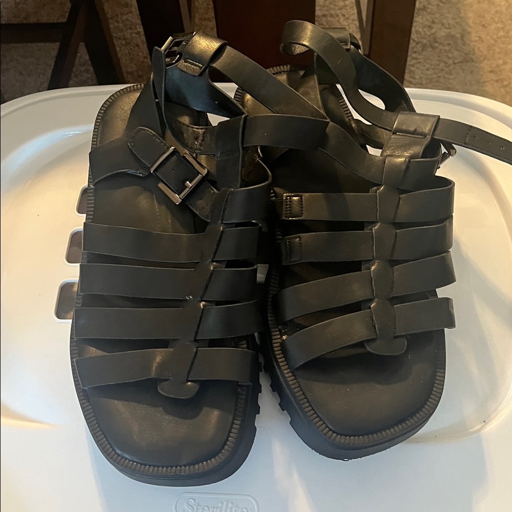 Black Chunky Gladiator Sandals